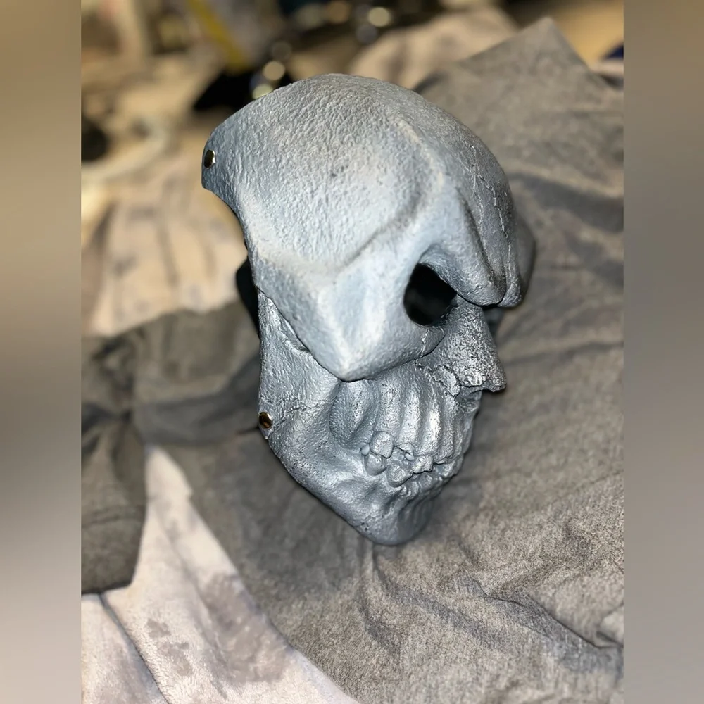 Blue Grey Horror Hell Charred Coking Skull Mask Masquerade Haunted House